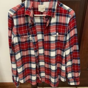 American Eagle Red, White, and Blue Plaid Button Down. Mens S.